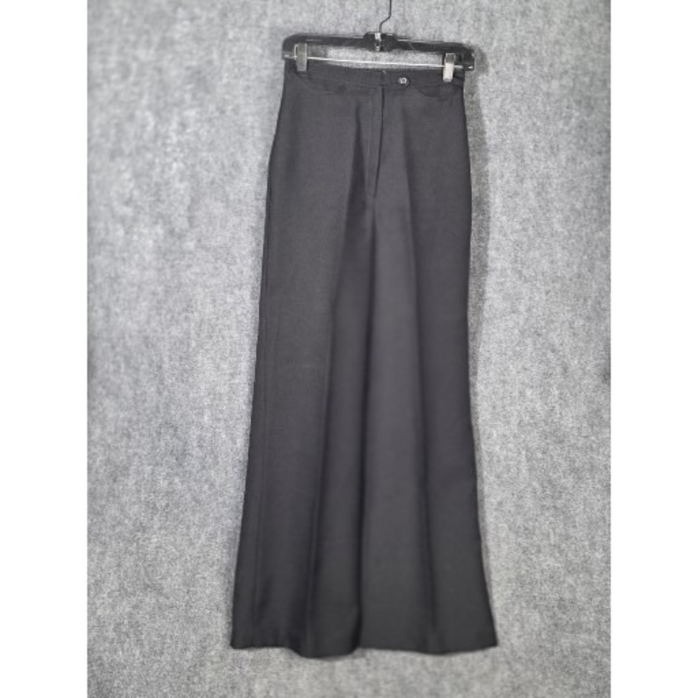 VTG Union Made Whats Happening Black Wide Leg Polyester‎ Pants Women Sz 12 Flare